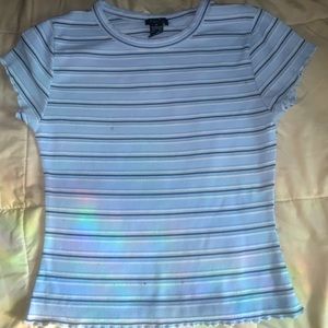 Blue Striped Crop Top